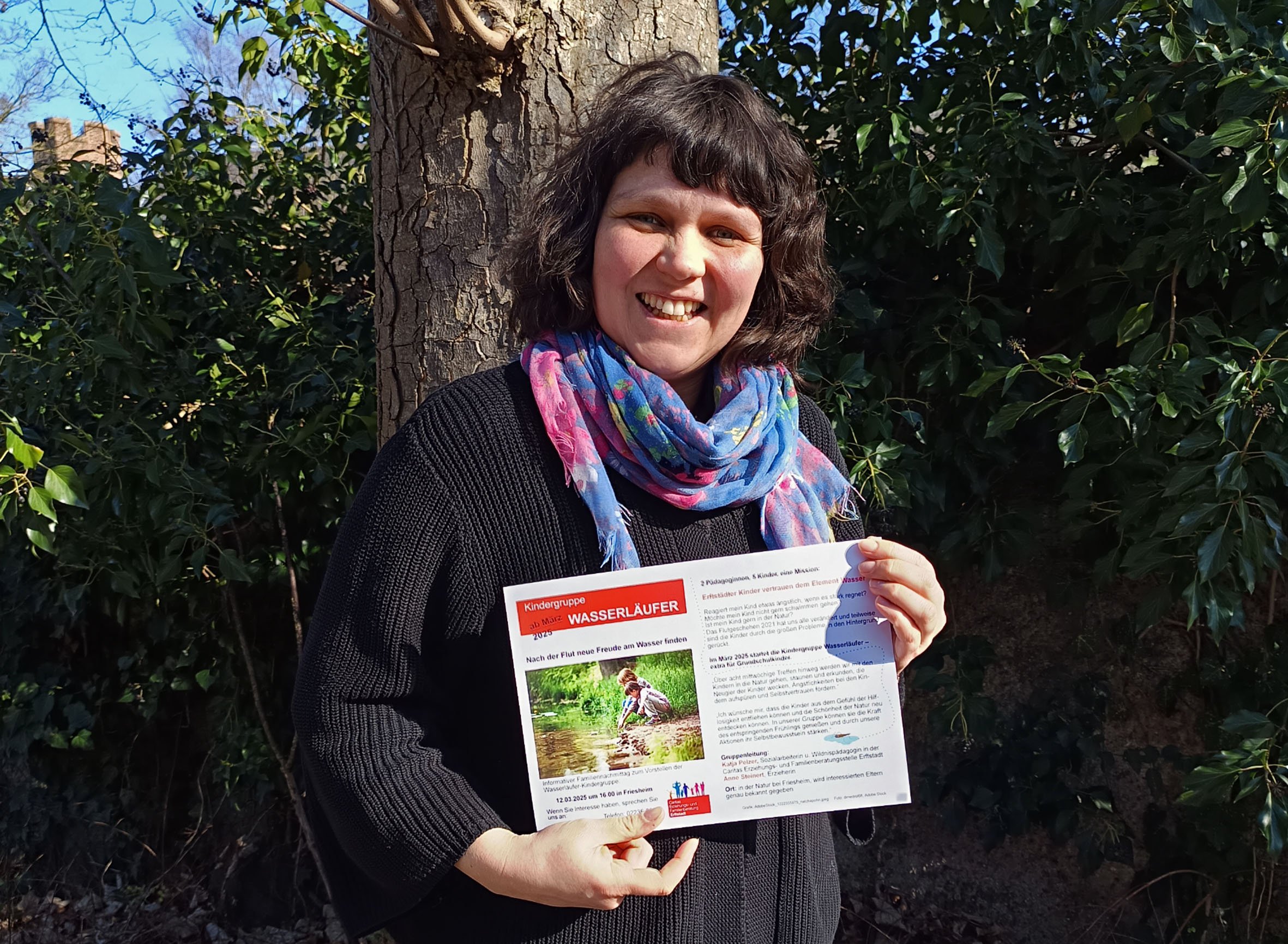 Startet das Projekt Wasserläufer für Kinder aus dem flut-betroffenen Erftstadt: Katja Pelzer von der Caritas-Erziehungs- und Familienberatungsstelle Erftstadt. Nicht im Foto: Mitinitiatorin Anne Steinert. (c) Caritas Rhein-Erft